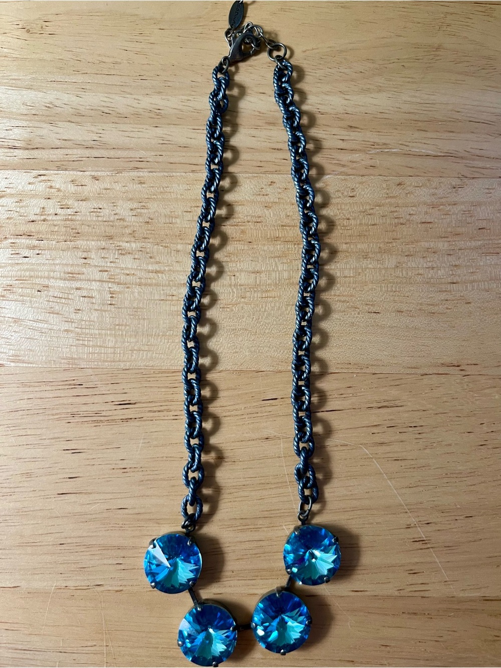 Sabika Blue Crystal Pendant Statement Necklace